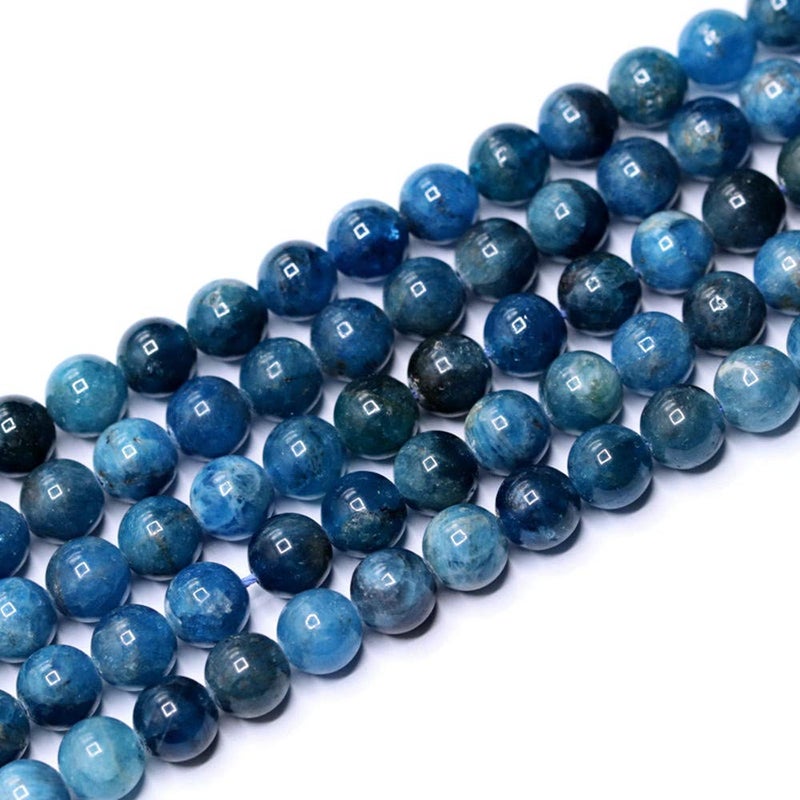 PLTbeads Natural Gemstone Loose Beads Smooth Round Approxi 15 inch DIY Bracelet Necklace for Jewelry Making (8mm, Blue Apatite) - Image 3